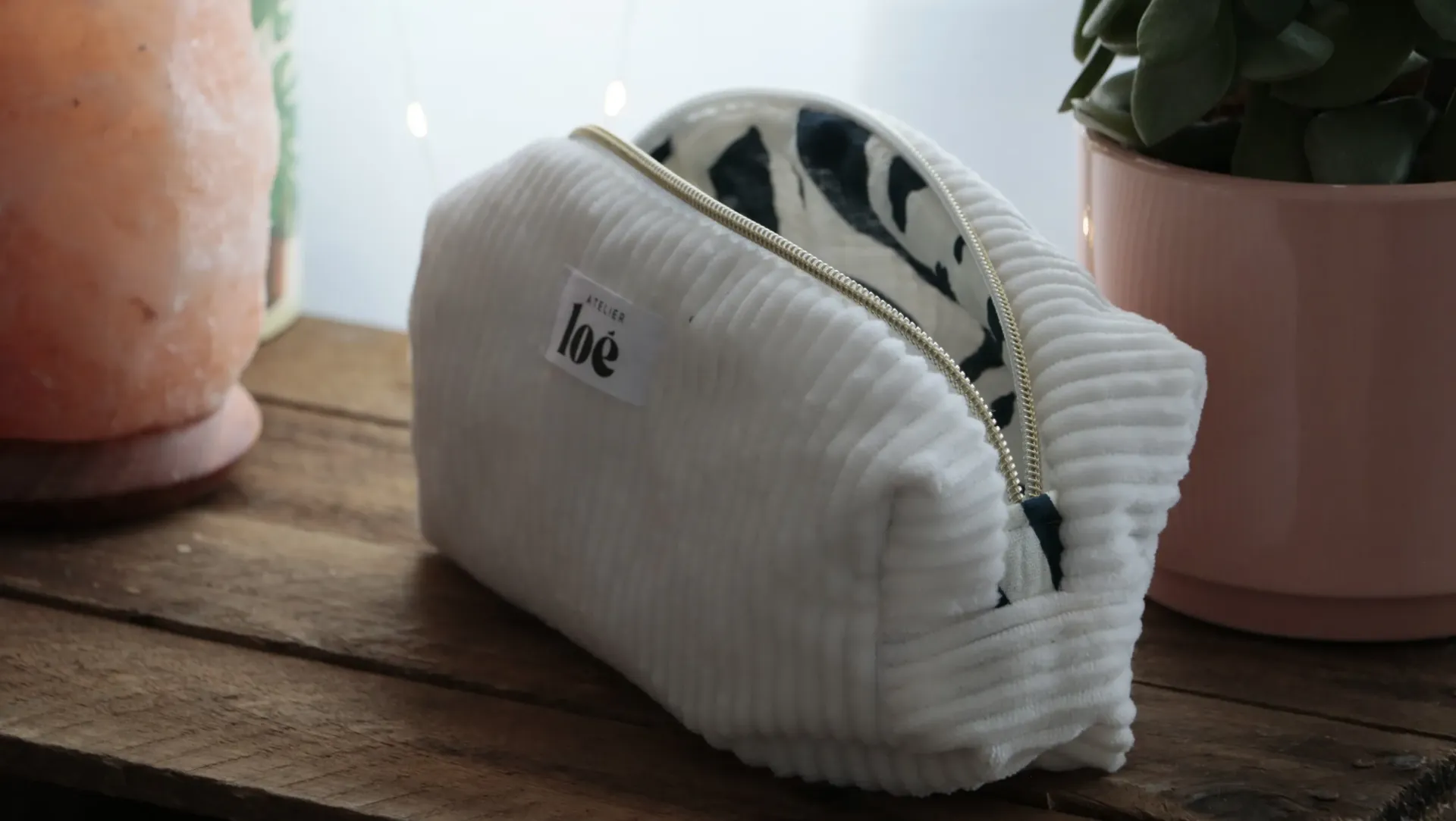 Trousse velours côtelé écru taille S