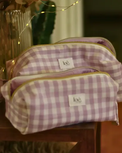 Trousse vichy mauve taille S
