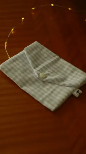 Mini pochette à pression vichy bleu